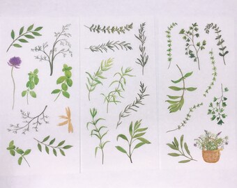 Botanic Sticker Sheet: Watercolor Plant Stickers for Journaling