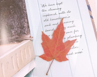 Real Maple Leaf Bookmark: Autumn Canada Souvenir