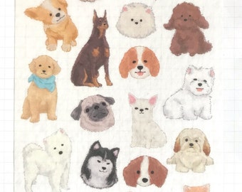 Cute Washi Puppy Sticker Sheet, Journaling Scrapbook Planner