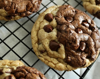 Chocolate Chocolate Chip Cookie Duos, Holiday Gifts, Edible Gifts, Cookie Care Package, Gourmet Gift Basket, Care Package, Christmas