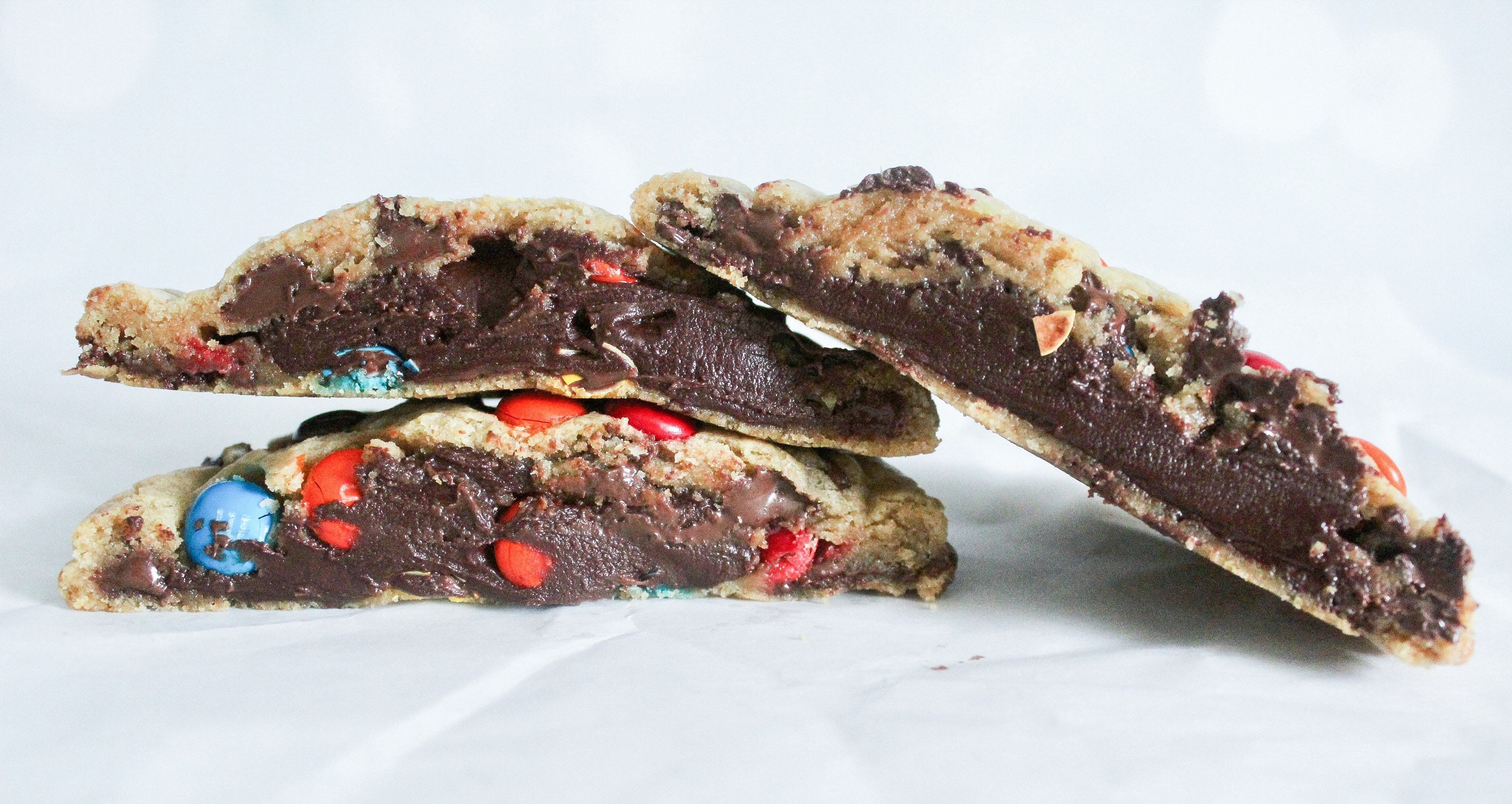 Jumbo Chocolate Ganache Stuffed M&M Cookies Stuffed Cookies Etsy