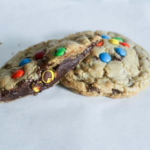 Jumbo Chocolate Ganache Stuffed M&M Cookies, Stuffed Cookies, Cookie Gifts, Edible Gifts, Care Package, Mother’s Day, Christmas