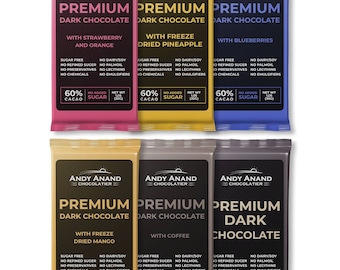 Andy Anand Sugar Free Chocolate Bars | 12 Pack Sampler Chocolate | Natural Organic Vegan, Gluten Free, Non GMO, 12 Oz