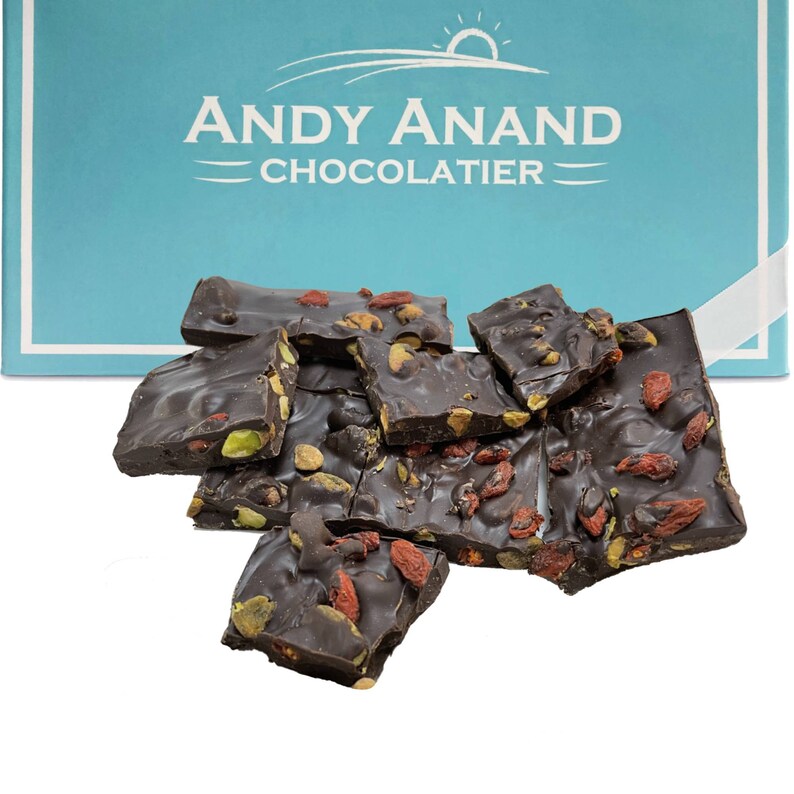 Andy Anand Sugar Free Dark Chocolate with Pistachios and Gogi | Etsy