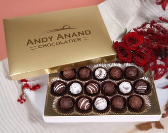 24 Pc Rum, Irish Cream & Kahlua Belgian Chocolate Truffles By Andy Anand Delicious Divine Delectable Gift Box, Birthday, Valentine Christmas