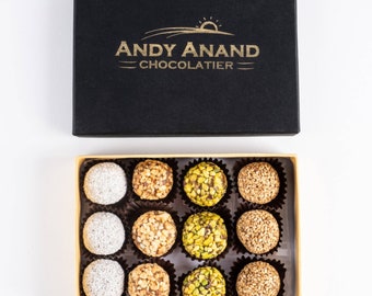 Exquisite Gourmet Date Truffles By Andy Anand, with a Medley of Nuts, Pistachios Hazelnut, No Sugar Added (8 Oz)