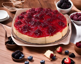 Freshly Baked Sugar-Free Strawberry Cheesecake By Andy Anand - The Best Classic Taste - 3.4 Lbs