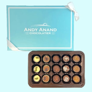 Belgian Chocolate Truffles & Praline Cups By Andy Anand 15 Pcs, Made with Freshest Cream Gift Boxed Christmas Birthday Valentine Day