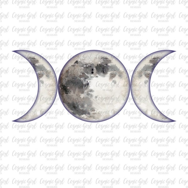 Triple moon wicca sublimation clipart tshirt design witch witchcraft clipart witchy pentacle petagram clipart 3 moons crescent moon full