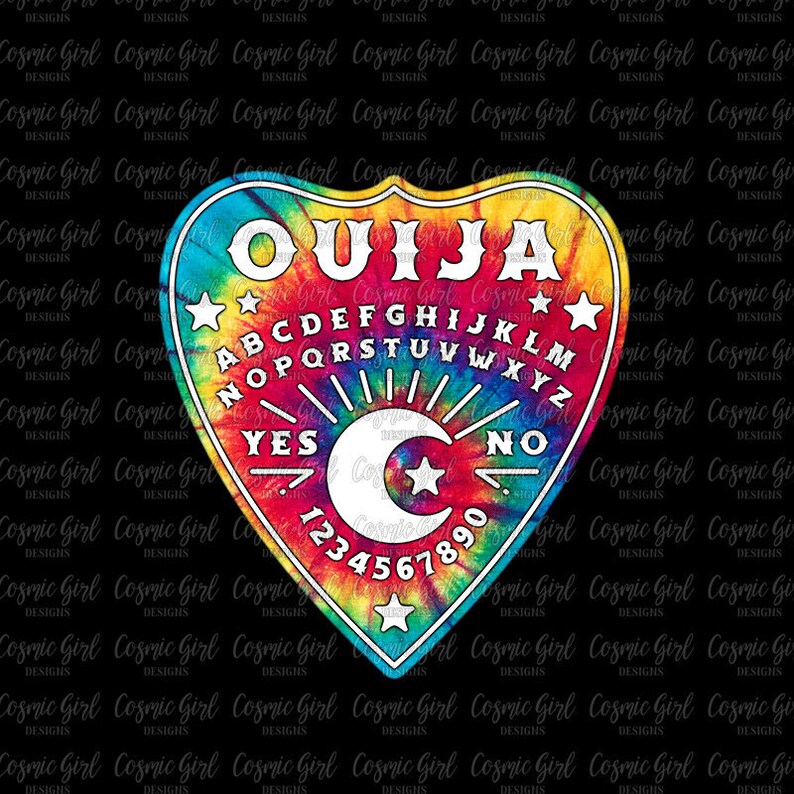 Goth Quija Sublimation design template cute gothic rainbow tie dye clipart quija board sun moon tshirt design tiedye sublimation