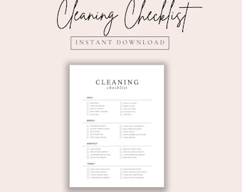 Checkliste für die Reinigung | Druckbarer & bearbeitbarer Reinigungsplan | Digitale Hausputz-Vorlage | Sofort Download