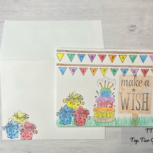 Birthday card, simple card, greeting card, rainbow, handmade card, hand drawn