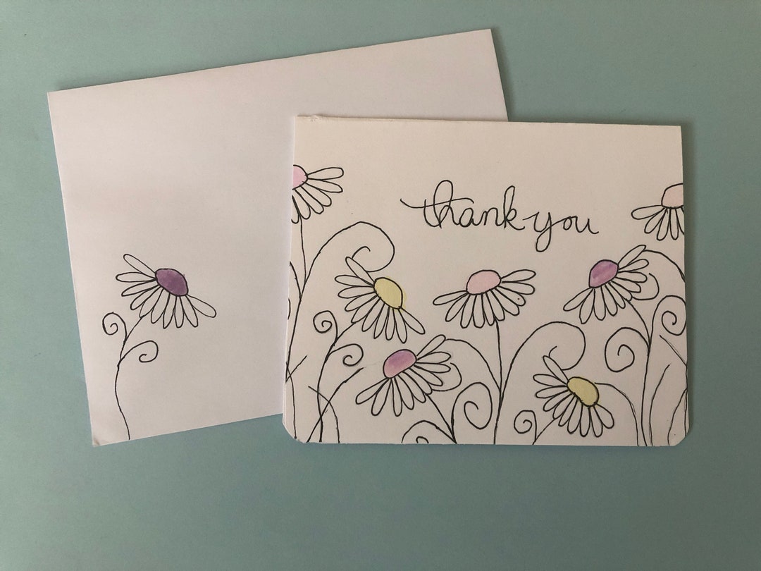 Handmade Card, Floral Thank You Card, Note Card, Greeting Card, - Etsy