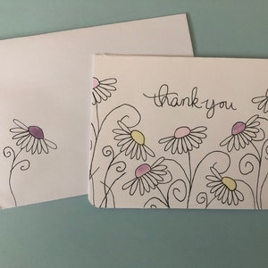 Handmade card, Floral thank you card, Note card, Greeting card,