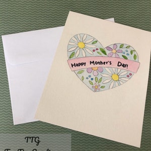 Greeting card, Handmade card, Watercolor Card, Mothers day card, Simple card, Flower card