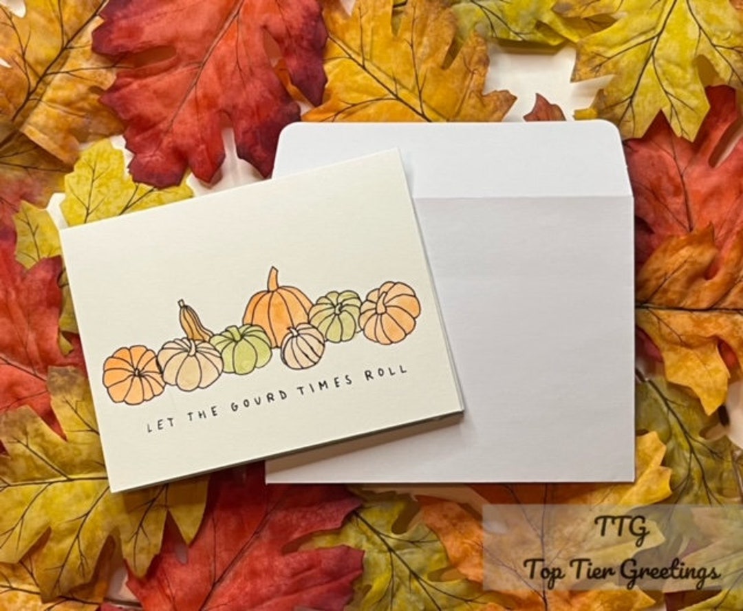 Fall Greeting Card, Pumpkin Card, Handmade Card, Watercolor Card, Art ...