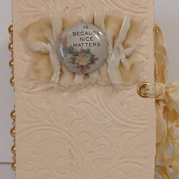 Handmade paper mini ivory/pale yellow junk journal