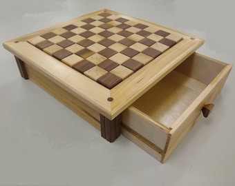 Woodworking Plans - Chess Board with drawer (Paper plans)