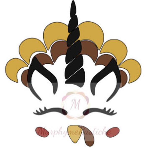 Turkey Unicorn Zip contains the SVG, JPG (white background), PNG (transparent) & eps files Intstant download