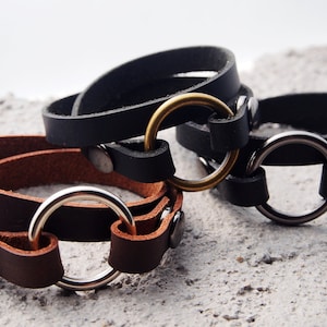 Wear a Ring/ Real Leather Bracelet Holder, Replacement O ring Bracelet, custom, engrave, wedding, O ring Bracelet, Widow Bracelet, Gift her
