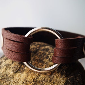 8&quot; Replacement O ring Bracelet, Real leather O ring bracelet, ring bracelet holder, brown leather, Custom wrist size, Widow bracelet, women