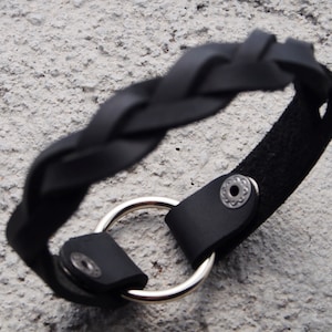 8.5&quot; Wear the Ring Bracelet, Real Leather O ring Bracelet, Braided leather ring bracelet, Grief, widow gift, Custom, Wear a ring, Widow Gift