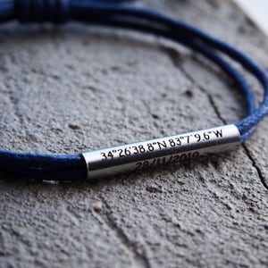 Herren-Koordinatenarmband, Paar-Koordinatenarmband, Männergeschenke, Langstrecken-Koordinatenarmbänder, personalisiertes Armband, Paare-Geschenke