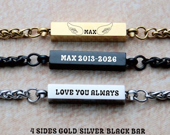 Custom Bar Urn Bracelet, Silver Bar Bracelet Custom Engraved,  Dad, Pet, DOG, MOM, Memorial Jewelry Ashes, PASS away, gold, Stainless Steel