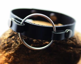 Wear Late Husband Ring, O Ring Bracelet, Replacement O ring bracelet, wear the ring, BDSM bracelet, genuine leather, secure snap, Widow Gift