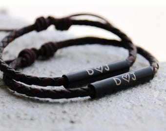 Custom Bracelets, Valentines Day Gifts/ Couples Bracelets Real Leather, Personalized Gifts, Couple jewelry, Husband Wife Anniversary Gifts