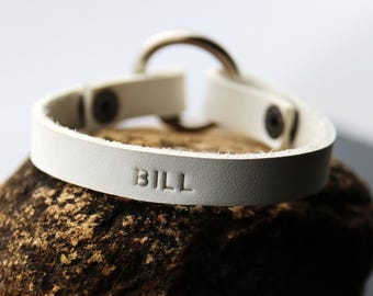 Custom Engraved Name Widow Bracelet, White Leather Ring Bracelet, Ring Holder Bracelet, Wear a Ring, wedding ring, Elegant Gift, Women, Gift