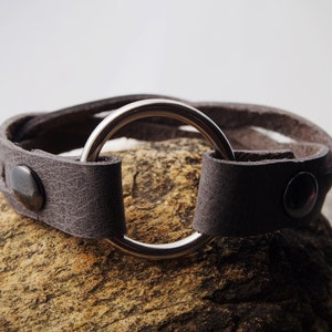 7.5&quot; Wear the Ring Bracelet, Real Leather O ring Bracelet, Braided leather ring bracelet, Grief, widow gift, Custom, Wear a ring, Widow Gift