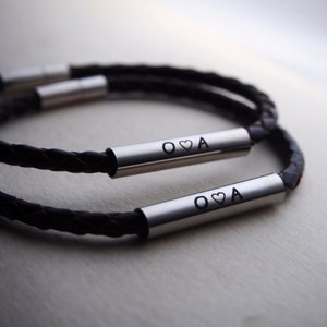 Pulseras de cuero para parejas, pulsera con nombre de pareja, regalos de pareja ajustables y personalizados, aniversario, fecha de boda, suyo, joyería para parejas