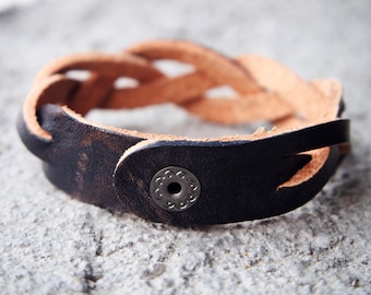 Echtes geflochtenes Lederarmband, Kinder Namen geflochtenes Lederarmband, Geschenk für ihn, handgemachtes geflochtenes Lederarmband, Herren-, Damenschmuck