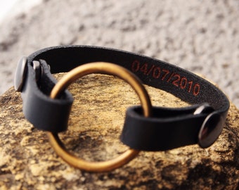 O Ring Bracelet, Replacement O Ring, Wear a Ring Bracelet, wedding, Mens Gifts, men, women,leather bracelet, engraved text, widow  bracelet