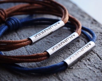 Mens Coordinates bracelet, Couples coordinate bracelet, Men gifts, long distance coordinates bracelets, personalized Bracelet, Couples Gifts