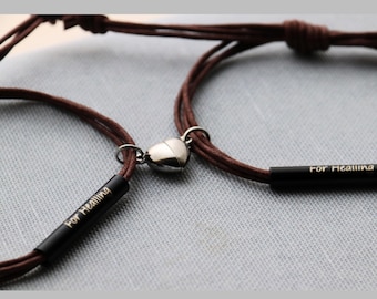 Custom Engraved Magnetic Couples Bracelet Set, magnetic bracelet, couple bracelet Magnet, Love Bracelets, couples gift custom couple jewelry