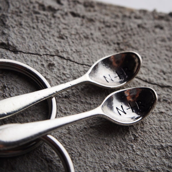 Silver Spoon Keychain Etsy