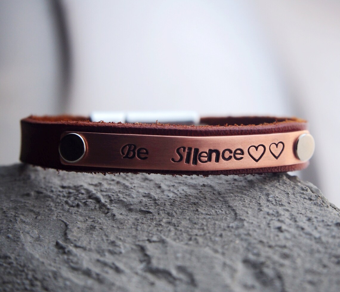 For Her Wrought Engraved Leather Bracelet Engraved Leather - Main Image