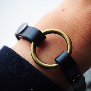 8.5&quot; O Ring Bracelet Holder, Real Leather O ring bracelet, Widow Bracelet, wear the ring, a, women, men, jewelry, gift, custom, grief gift
