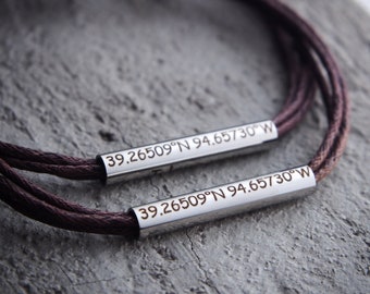 Boyfriend Coordinates bracelet, Couples coordinate bracelet, Men, long distance coordinates bracelets, personalized Bracelet, Couples Gifts