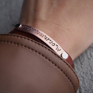 Women Coordinates Bracelets, Mens womens Gps Coordinates, Custom bracelets men, Personalized Leather Bracelet for her, Coordinates Bracelet