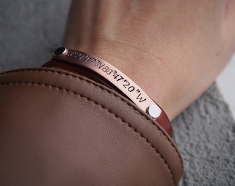 Women Coordinates Bracelets, Mens womens Gps Coordinates, Custom bracelets men, Personalized Leather Bracelet for her, Coordinates Bracelet