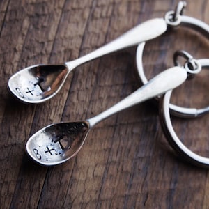 Spoon Couples Keychain, Couples Keychains Initial, Boyfriend girlfriend, husband wife, his hers, Engraved spoon, anniversary, Custom keyring