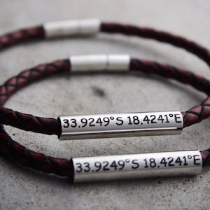 Long Distance/ Couples Coordinates Bracelets, Coordinates Bracelets, set, his hers, husband wife, Personalized Couple Bracelet, WATERPROOF