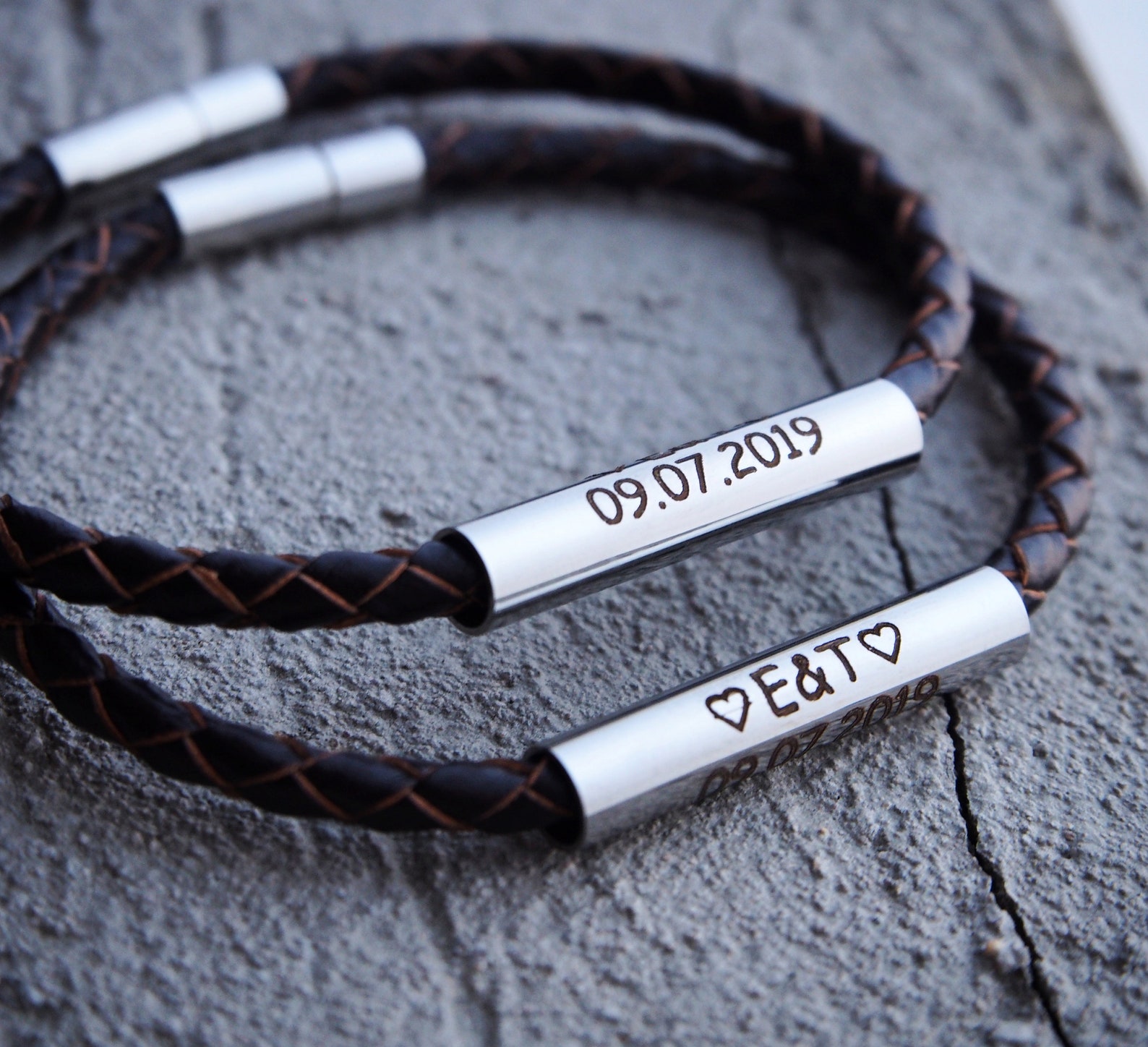 Couple Date Bracelets Couples Gifts Couple Anniversary Date Etsy