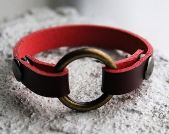 6" Leather Ring Holder Bracelet, Real Leather O ring Bracelet, Wear a Ring Bracelet, widow bracelet, wedding ring bracelet, Husband memory