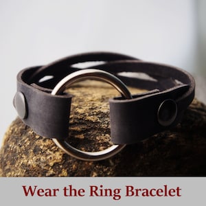 9&quot; Wear the ring Bracelet, Braided Real Leather O ring Bracelet Holder, O ring Bracelet, wedding ring, passed aways, grief gift, custom Gift