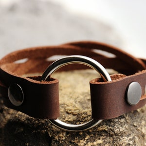 6.5&quot; Wedding ring Replacement Holder, Real Leather O ring Bracelet,Braided leather ring bracelet, Grief, widow gift, Custom, Wear a ring