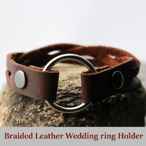 8&quot; Wear the Ring Bracelet, O ring Bracelet, wear the ring, wedding ring, Braid leather, replacement a ring, passed aways, gift, custom Gift